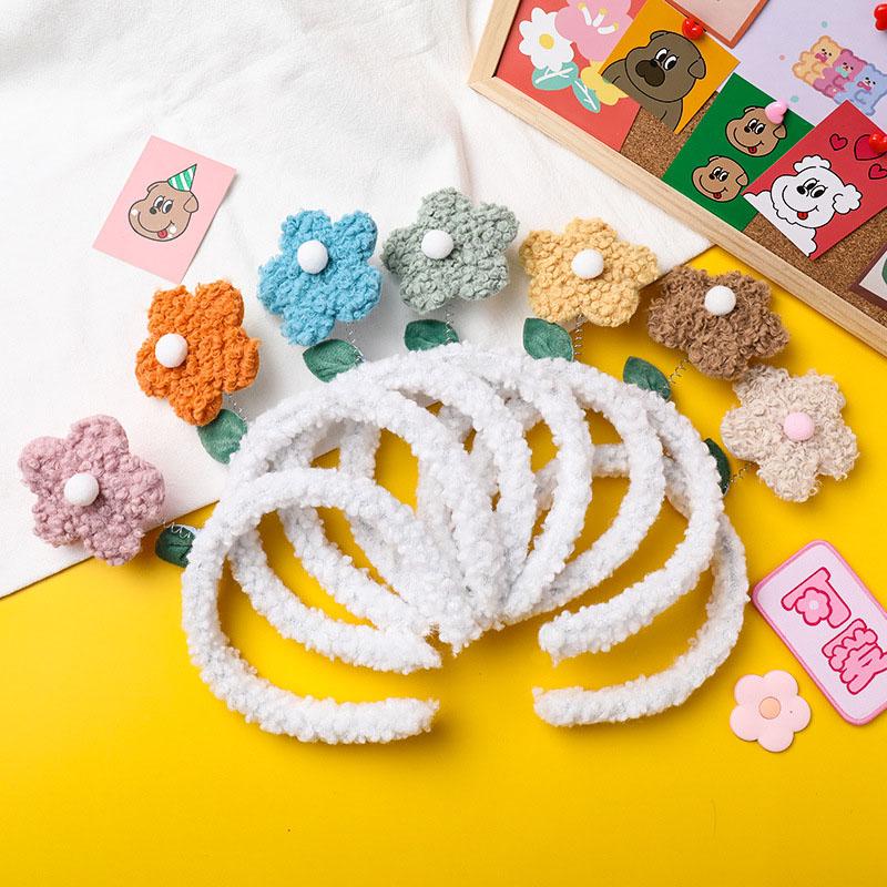 

2020 New Face Wash Headbands Female Faux Wool Cute Cartoon Flowers Makeup Hair Band For Girls Hair Accessories Fashion Headwear