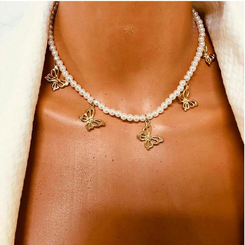 

Gold Color Chain Pendant Necklace Fashion Female Necklaces Jewelry Simple Ladies Cute Butterfly Choker Necklace Women'S Jewelry