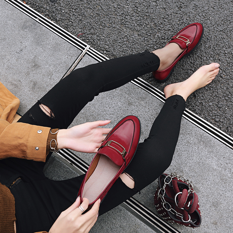 

2021 Natural Pumps Leather-leather Classic Office Patent Toe-pointed Shoes 2JJP, Brown.