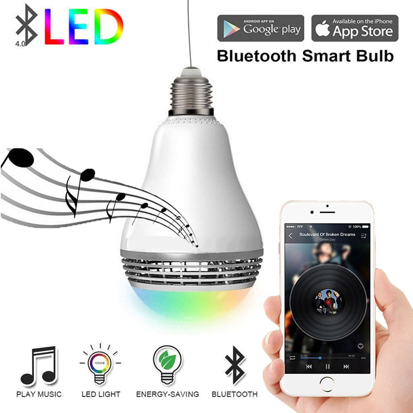 

2021 New E27 Rgb Wireless Smart Bluetooth 4.0 Audio Speaker Dimmable Colorful Music Led Bulb Light Via Wifi App Control Bsbt