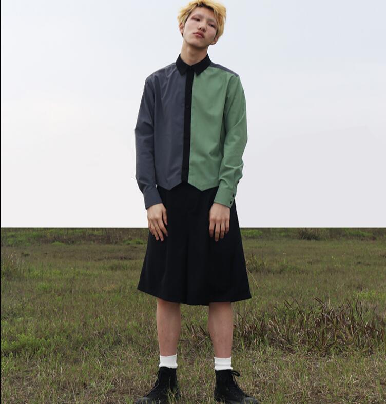 

2021 New Original Design of Grey-colored Male Ultrashort Short Short-sleeved Long-sleeved Lapel Straight Pipe Leisure. S-6xl!! A4AT, 11