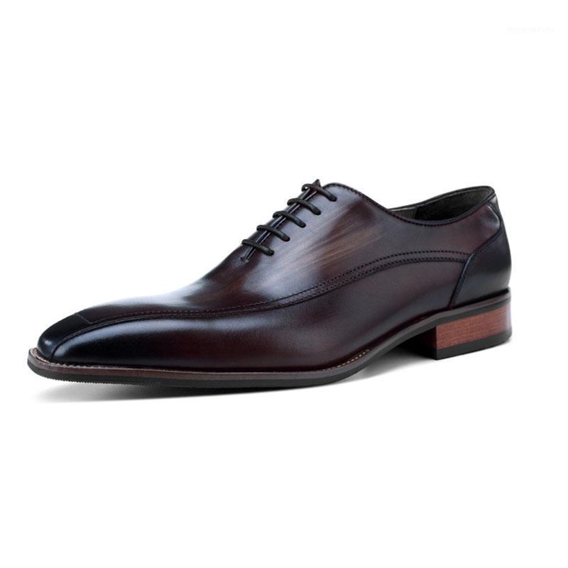 

Vintage Men Dress Shoes Genuine Leather Office Business Wedding Shoes Handmade Square Toe Formal Oxford Evening Shoe Mens D351, Black