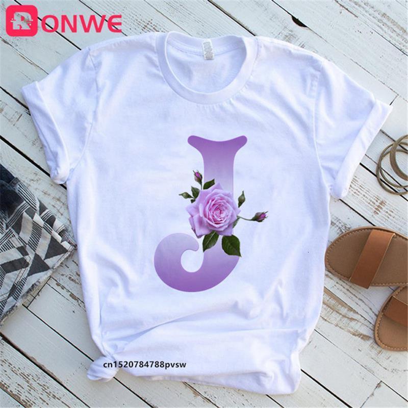

Flower Letter Font A B C D E F G Women' Custom Name Rose Letter Combination Printing T-shirt Short sleeve Tshirt Drop Ship, 20824