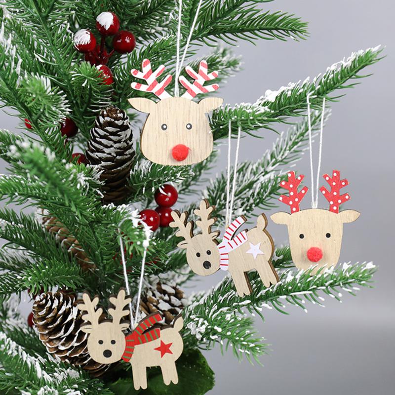 

Christmas Tree Ornaments Mini Gifts Wood Beautiful Christmas Tree Pendant Novel Elk Supplies Hanging