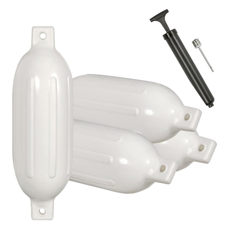 

4PCS Dock Edge + Twin Eye Boat Fender Ribbed, 5.5"x20", White