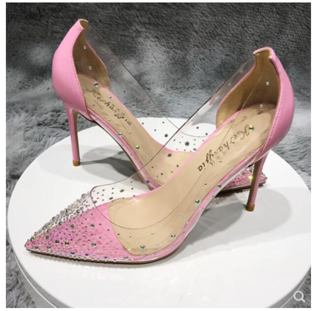 

Top Quality Red Bottom Ladies High Heels Nude Color Pointed Sandals Fashion Banquet Stylist Shoes Ladies Dress Shoes Studded Leather Shoes, Black