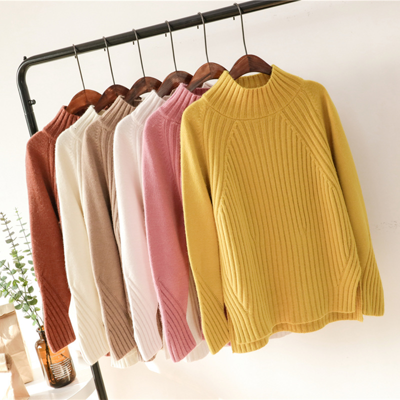 

2021 New Half Turtleneck Pullover Women Cotton Jumper Autumn Winter Clothes Jersey Mujer Pull Femme Hiver Knitted Sweater Igp3, Brown