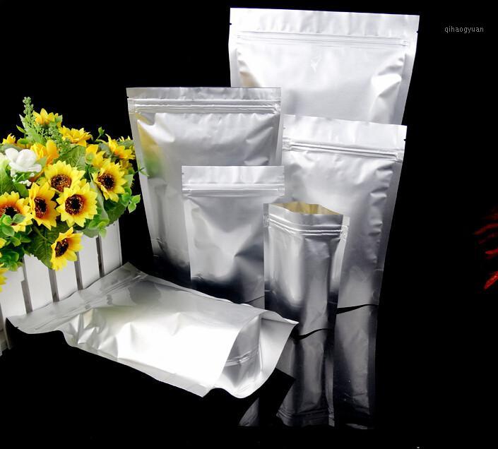 

50pcs 16Size Silver Stand Up Bag Reclosable Aluminum Foil Doypack Zipper Grip Seal Pouch For Coffee Snack Packaging1