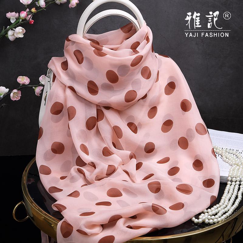 

Pink Coffee Dot Silk Scarf Women 2021 polka dot Hangzhou 100% Silk Scarf Shawl Long Shawl Spring Autumn Winter Summer