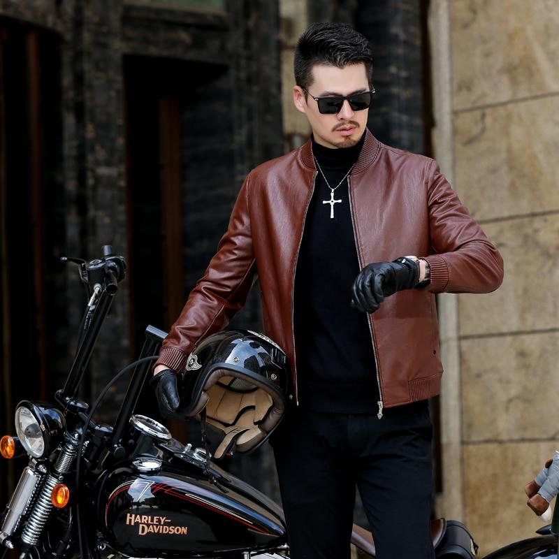 

Men Fashion Biker Jacket 2020 New Arrival Autumn Thin Men Leather Jacket Casual Stand Collar Top Quaty PU Motorcycle Coats, Black