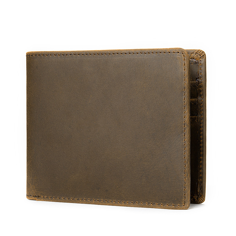

2020 Male Vintage Mad Horse Purse for Men Thin Wallet of Cardholder Leather Coins Bprc, Coffee
