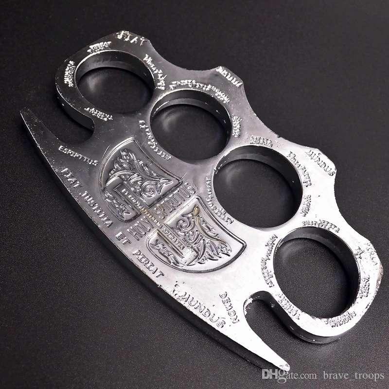 

High Hardness Hell Detective Constantine Brass Knuckle Outdoor EDC tools Knuckles Duster Buckle Break window Self-Defense tool 1231