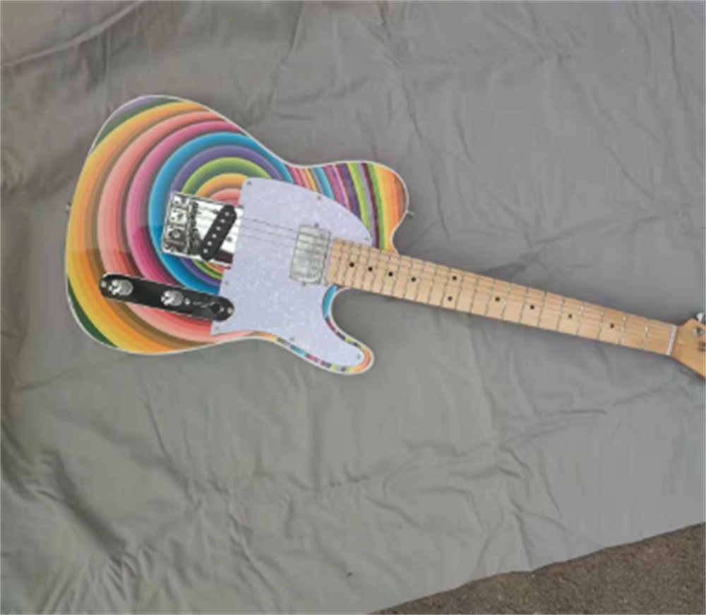 

Rainbow color six string electric guitar. We can customize any style of electric guitar and bass guitar guitars guitarra