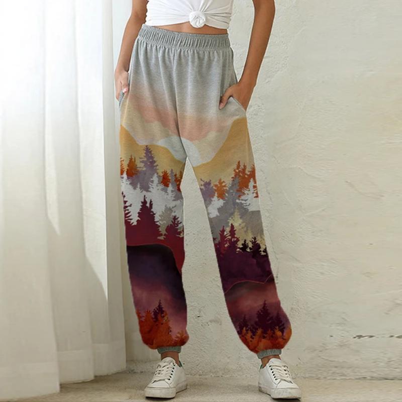 

New Mountain Print Sweatpants Women Baggy High Waist Stretch Baggy Casual Pants Fashion Ladies Jogging Pants Women Sports, 21