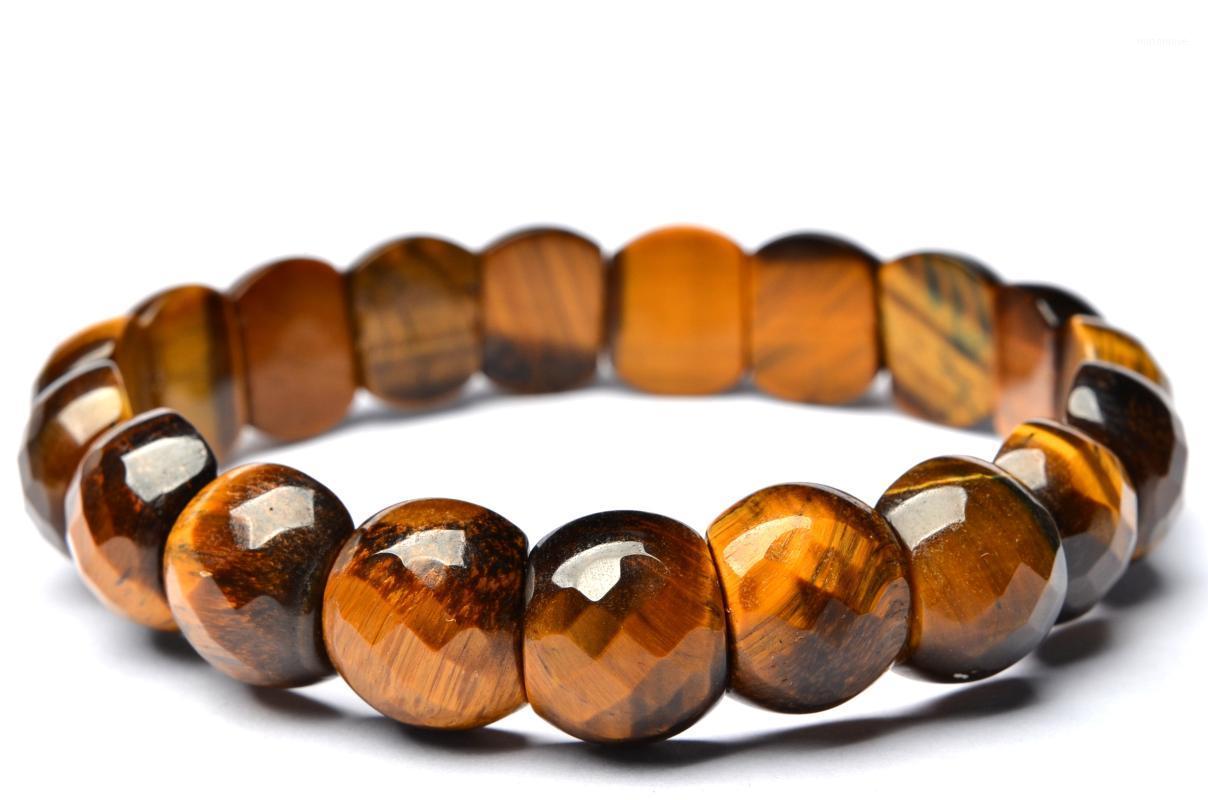 

Natural Tiger's eye Bracelets Geometry Long Beaded Stone/Bracelet Elastic Bangle1