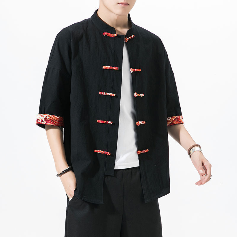 

2021 New Men's Chinese Style Shirt Solid Color Fashion Short Sleeve T-shirt Casual Oversize Male Vintage Clothing Gd1n, Blue