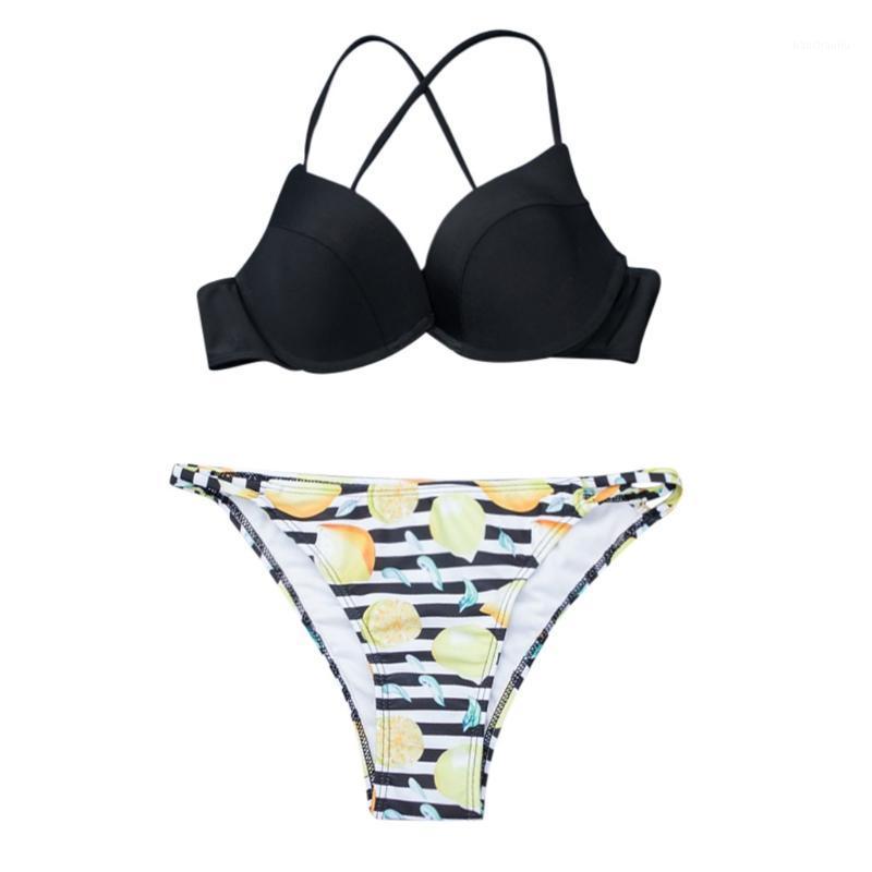 

Womail Women Sexy Striped Push-Up Padded Bra Beach Halter Bikini Set Swimwear separate female swimsuit 20201