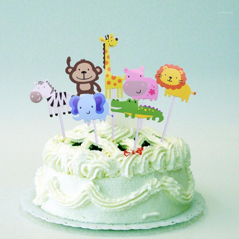 

7pcs/set Jungle Animal Cupcake Topper Elephant Monkey Giraffe Cupcake Toppers Kids Birthday Theme Party Cake Decoration Supplies1