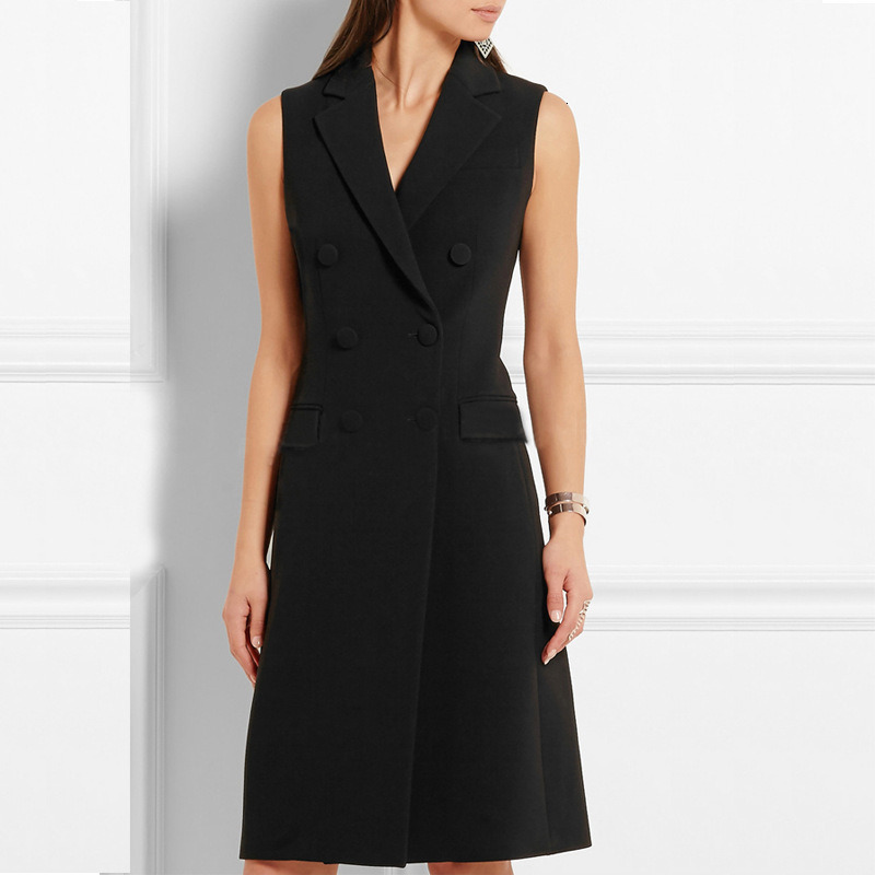 

New Office Ms. Project Breasted Dobro 2021 Classic Autumn Simple Flooring Jackets Clothes Tank Collection Thin Sleeveless I3ei, Black