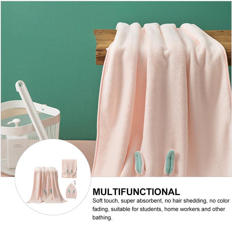 

1 Set Bath Towel Household Bathrobe Wearable Bath Hat Thickened Towel, Ears