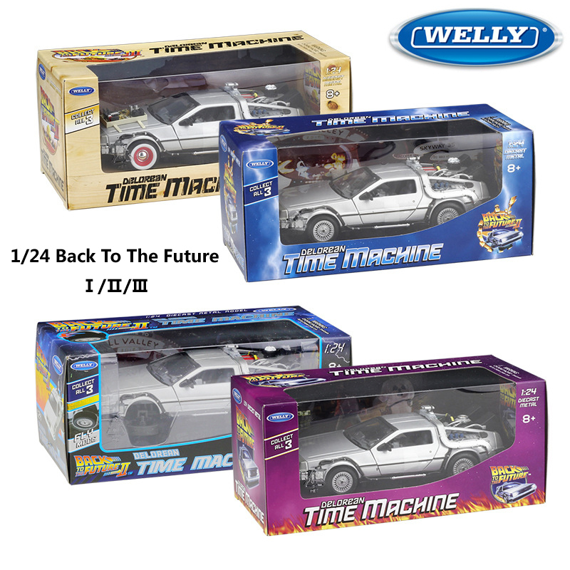 

Model 1:24 Scale WELLY Delorean Movie Back Diecast to The Future Part 1/2/3 DMC-12 Metal Alloy Toy Car For Kids Gift