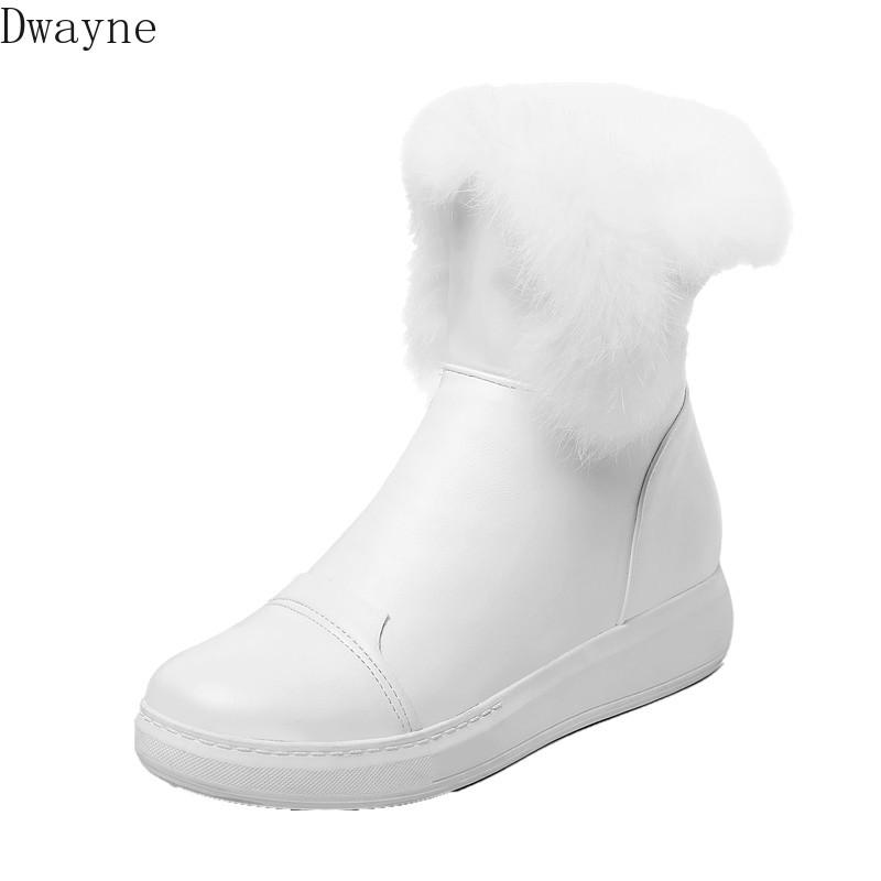 

Snow boots female fur one thick bottom and velvet warm short boots, White