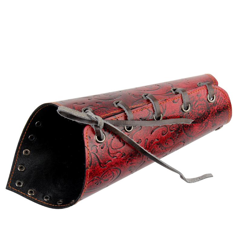 

Vintage Leather Stud Medieval Embossed Floral Bracer Gauntlet Arm Guard Armour