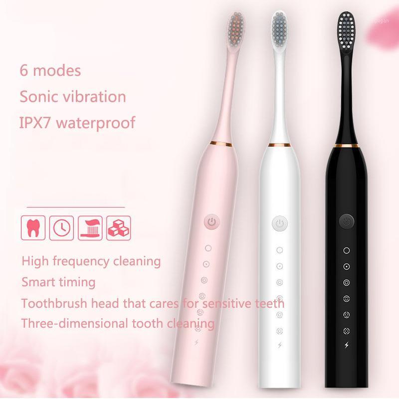 

Sonic Electric Toothbrush 6 modes USB Rechargeable Ultrasonic Tooth Brush Adult Waterproof with 4 replacement brush heads1