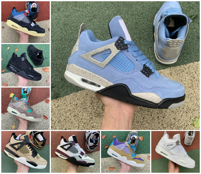 

Jumpman University Blue 4 4s mens Basketball Shoes white oreo cool grey metallic purple black cat bred shimmer Thunder Taupe Haze Infrared men women sneakers US 5.5-13, Bubble package bag