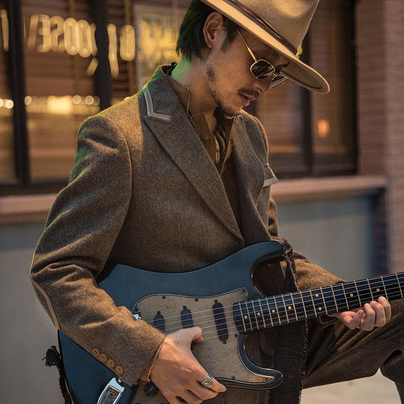 

men suits\n Retro-style slim-fit wool suit Business casual formal jacket British jacket suit men blazer slim fit mens clothing, Khaki