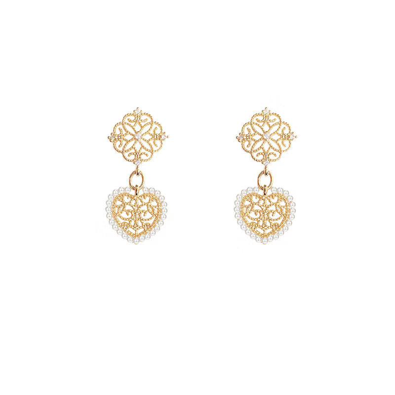 

Dangle & Chandelier High Sense Light Luxury Love Earrings S925 Silver Needle Court Style Pearl Female Niche