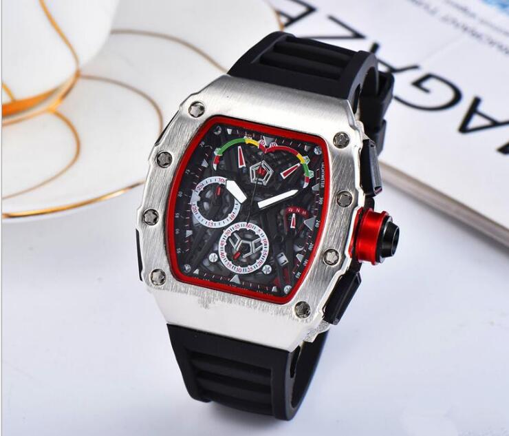 New arrival men's sport Watch Top brand quality Luxury watches mechanical wristwatch skeleton dial diamonds bezel black rubber strap Clock