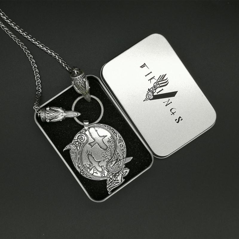 

Odin's Raven Link Raven pendant necklace Women Men Viking Necklace jewelry Drop Shipping