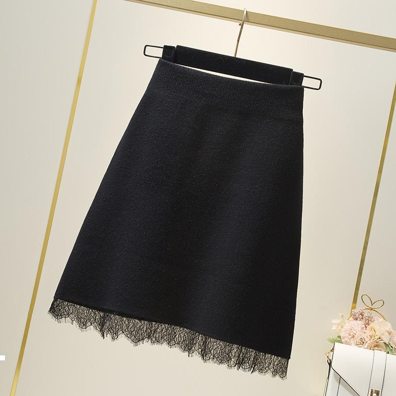 

New female 2021 knitting retail rentals pockets black skirt line y297 1XXF, Heise