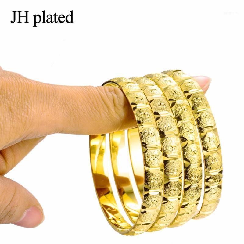 

JHplated 4 Pieces New Dubai Bangle for Women's Gold Color Jewelry Ethiopian Wedding Bracelets Classic African Gift1