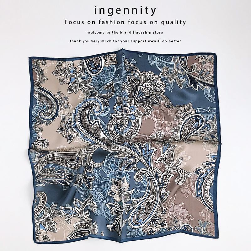 

Scarves 2021 Brand 100% Natural Satin Real Silk Scarf Women Shawls Wraps Ladies Foulard Femme Bandana Hijab 53cm