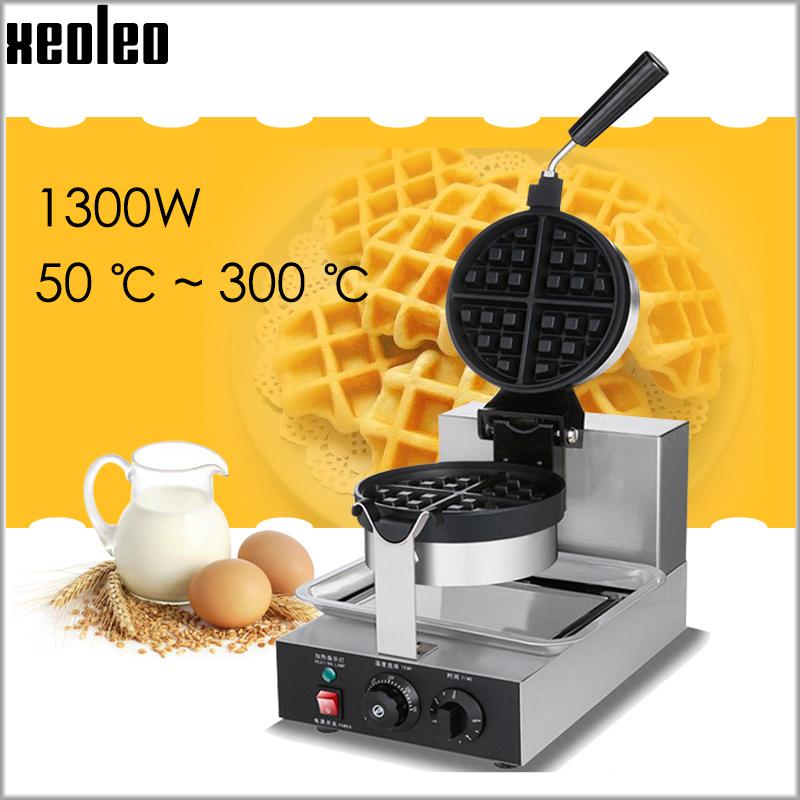 

XEOLEO Commercial Waffle maker Electric baking pan Non-stick Baking biscuit machine Rotatable head Egg Cake Maker 1300W 220-240V