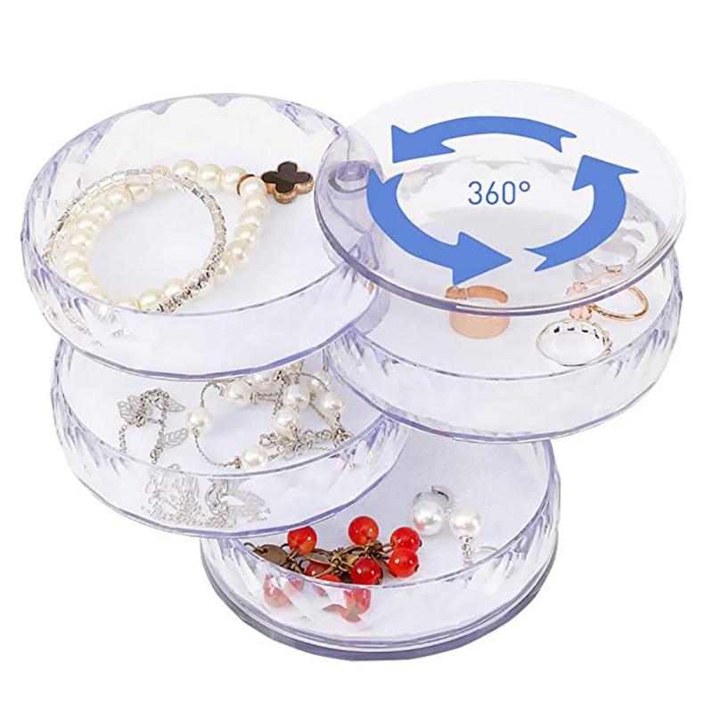 

Jewelry Box Portable Necklace Rotating Storage Box Organizer Earring Holder Bracelet Women Jewelry Display Travel Case