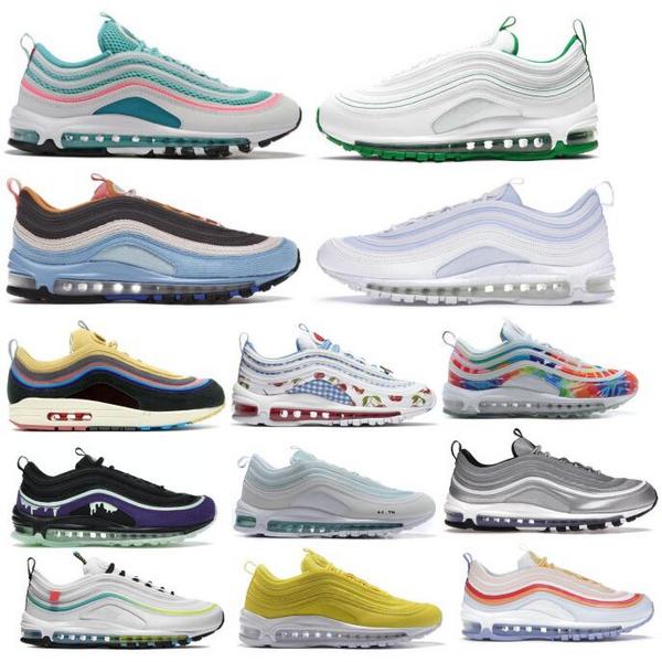 

97 South Beach Running Shoes Jesus Sean Wotherspoon Run Silver Bullet Golf Cushion 97s OG SE 2022 Sports Men Women Tennis Trainers Sneakers, Black