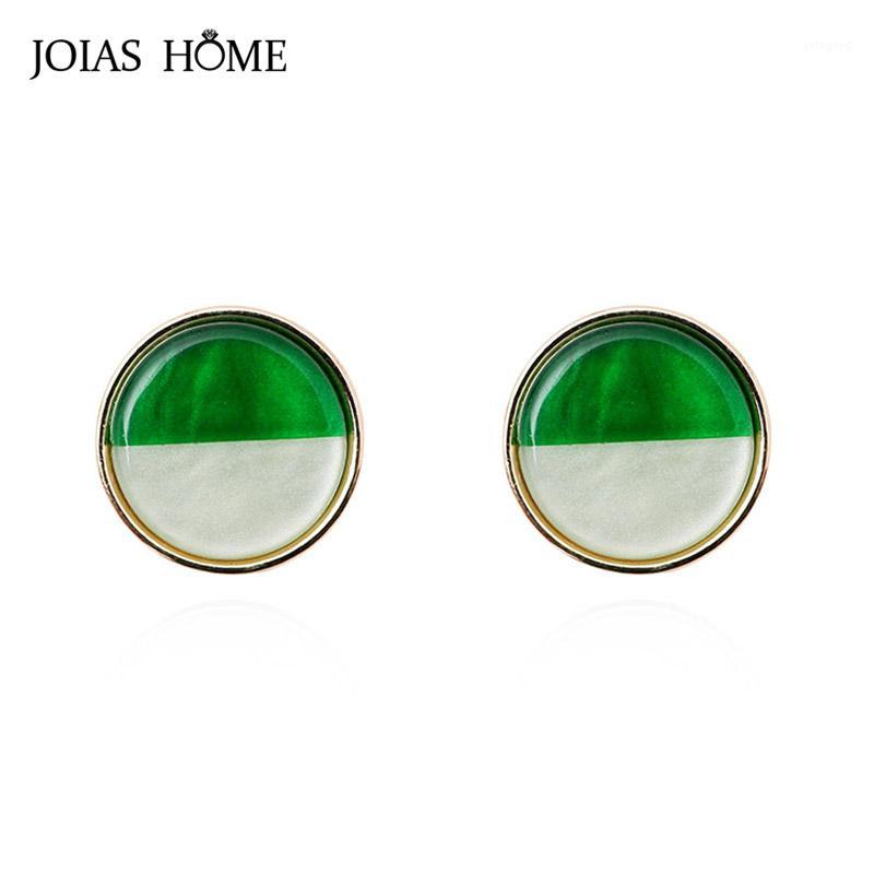 

Stud JoiasHome Round Silver 925 Jewelry Gemstones Earrings For Women 3 Colors Choice Green Black Pink Delicate Ear Studs Trendy Gift1