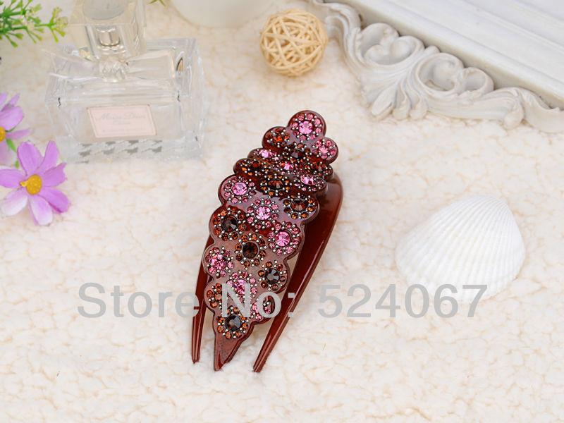 

Hair Combs Flower Pattern Rhinestone Acrylic Comb Insert Comb Hair Accessory