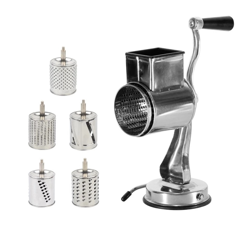

Stainless Steel Universal Mill Grater With Suction Cups And 5 Stainless Steel Drums Vegetable Cutter Slicer and Shredder 201112