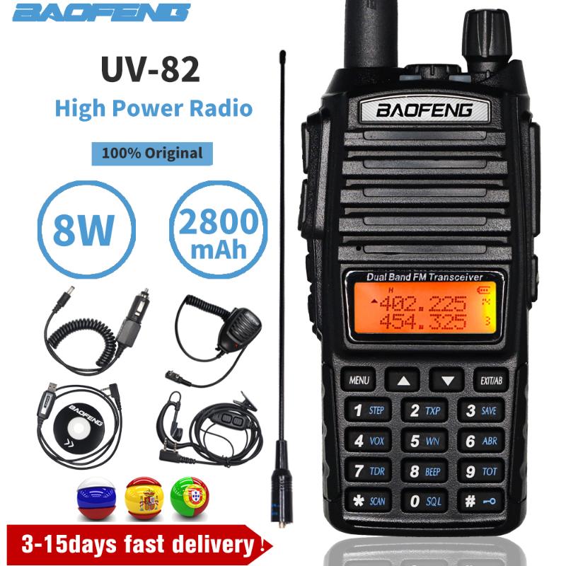 

Real 5W/8W Baofeng UV-82 Walkie Talkie UV 82 Dual Band FM Transceiver UV82 Powerful Hunting Ham CB Radio Station 10KM Intercom