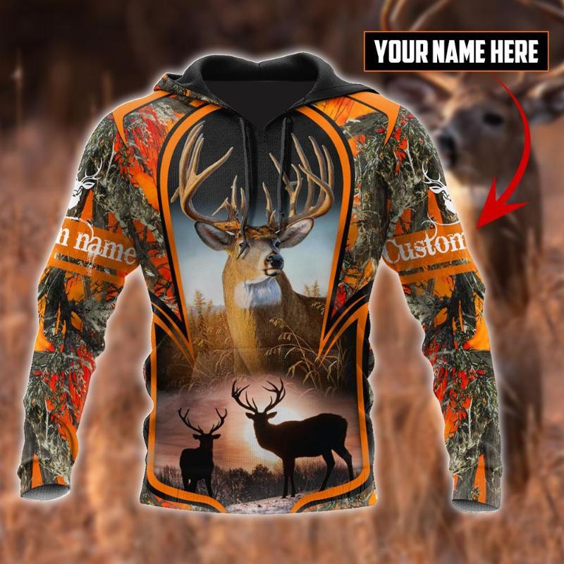 

Men's Hoodies & Sweatshirts Customize Name Deer Hunting 3D Printed Fashion Mens Autumn Hoodie Sweatshirt Unisex Streetwear Casual Zip Jacket, Black