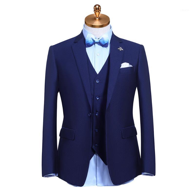 

men suit slim fit 2020 mens suits with pants for wedding groom 3 piece thin summer autumn casual blue business man wear plus 601