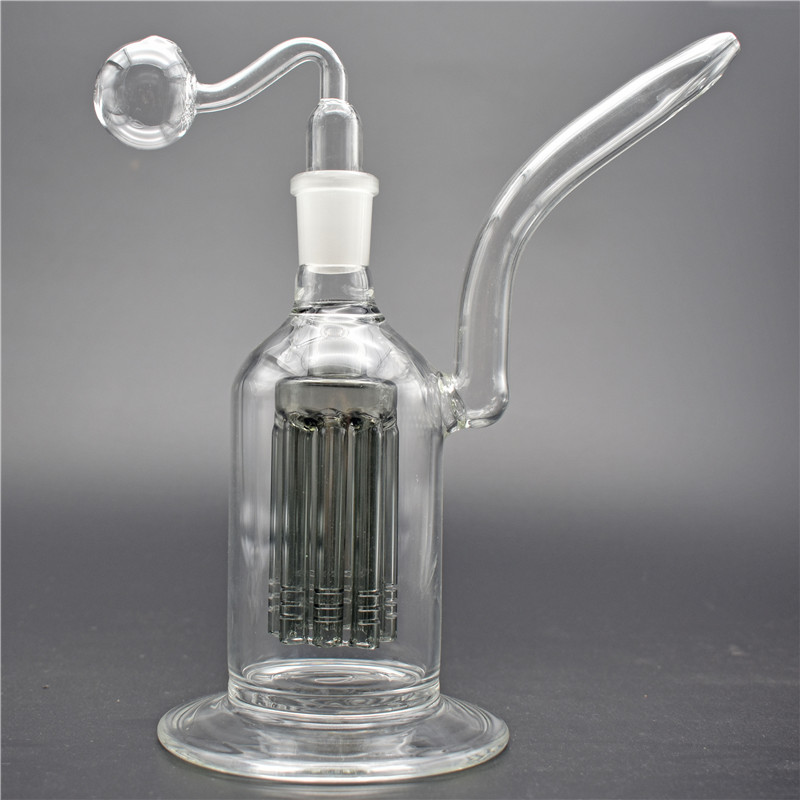 

Glass bubbler bong with 8arms tree perc ashcatcher bongs two function dab rig recycler bongs glass hookah bong with oil burner pipe