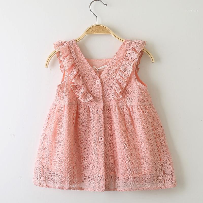 

Children's Clothing Summer Girls Princess Dress Lace Flounced Button down Baby Dress L6.61, Style14