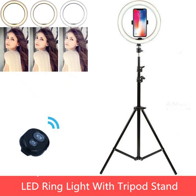 

LED Ring Light Dimmable 10" 26cm Photo Studio Camera Light Photography Lamp for Youtube Makeup Selfie with Tripod Phone Clip