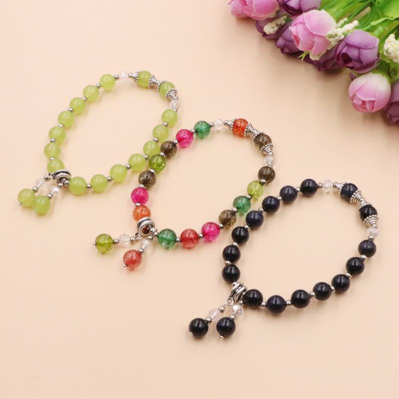 

Handmade Wristband Bracelet Beads Crystal Stone Opal Tourmaline Jades Healing Bracelets for Women Girls Bangle Yoga Jewelry B374