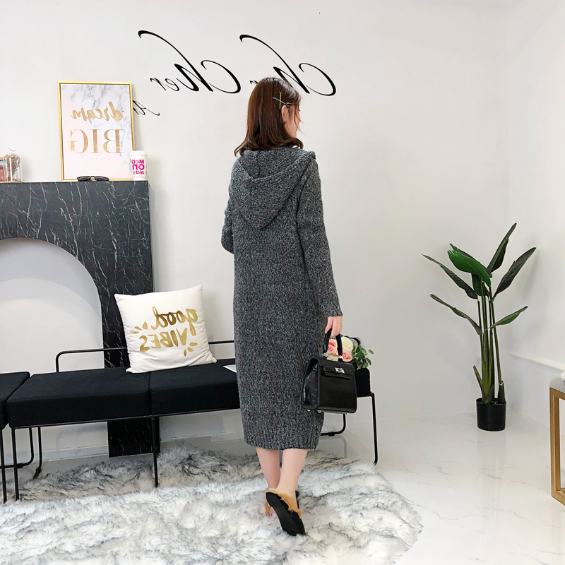

Hot Korean Winter Autumn Outerwear Vintage Mesh Wool Retro Long Female Soft Cardigans Point Open C8fn, Dark grey